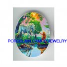 UNICORN HORSE WITH MERMAID UNSET CAMEO PORCELAIN CAB
