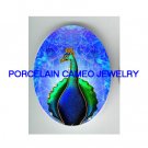 ART DECO NOUVEAU BLUE PEACOCK PORCELAIN CAMEO CAB
