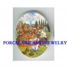 *ALICE IN WONDERLAND WITH QUEEN* UNSET CAMEO PORCELAIN CAB