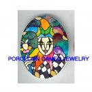 JESTER RAINBOW CIRCUS CLOWN UNSET CAMEO PORCELAIN CAB