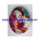 CIRCUS CLOWN PLAYING PIANO* UNSET CAMEO PORCELAIN CAB