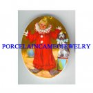 CIRCUS CHILD CLOWN WITH DOG * UNSET CAMEO PORCELAIN CAB