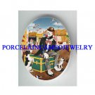 CIRCUS CLOWN EAT HOT DOG* UNSET CAMEO PORCELAIN CAB