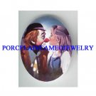 GIRL KISSING CIRCUS CLOWN NOSE * UNSET CAMEO PORCELAIN CAB