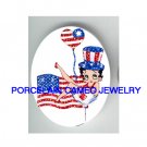 BETTY BOOP USA FLAG JULY 4TH* UNSET CAMEO PORCELAIN CAB