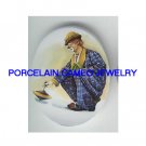 CIRCUS CLOWN PLAYING TOY* UNSET CAMEO PORCELAIN CAB