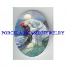 MERMAID PRINCESS CUDDLING PRINCE CAMEO PORCELAIN CAB