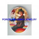 CIRCUS CLOWN WITH GLOBAL RAINBOW * UNSET CAMEO PORCELAIN CAB
