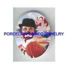 3 CIRCUS CLOWN FACE RAINBOW * UNSET CAMEO PORCELAIN CAB
