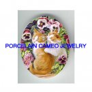 2 VICTORIAN KISSING KITTY CAT PANSY* UNSET CAMEO PORCELAIN CAB