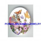 BUTTERFLY FAIRY WITH PURPLE FLOWER* UNSET CAMEO PORCELAIN CAB
