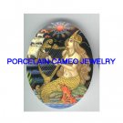 VICTORIAN MERMAID PLAY HARP* UNSET CAMEO PORCELAIN CAB