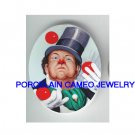 CIRCUS CLOWN PLAYING BALL * UNSET CAMEO PORCELAIN CAB