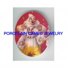 2 PLAYFUL CIRCUS CLOWN* UNSET CAMEO PORCELAIN CAB
