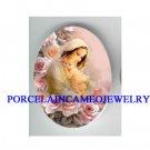MOTHER CUDDLING BABY PINK ROSE* UNSET CAMEO PORCELAIN CAB
