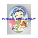 BETTY BOOP FIX THE CAR WITH DOG* UNSET CAMEO PORCELAIN CAB