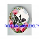 BOSTON TERRIER DOG MOM KISS PUPPY UNSET PORCELAIN CAMEO CAB