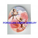2 VICTORIAN ANGEL CHERUB ROSE * UNSET CAMEO PORCELAIN CAB