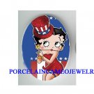 BETTY BOOP AMERICAN FLAG HAT* UNSET CAMEO PORCELAIN CAB