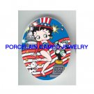 BETTY BOOP JULY 4TH DOG CAT* UNSET PORCELAIN CAMEO CAB
