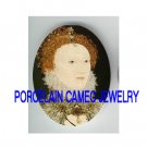 JEWELED QUEEN ELIZABETH UNSET CAMEO PORCELAIN CAB