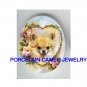 LONG HAIR CHIHUAHUA DOG ROSE HEART * UNSET PORCELAIN CAMEO CAB