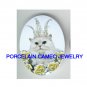 JEWELED CROWN QUEEN PERSIAN CAT ROSE * UNSET PORCELAIN CAMEO CAB