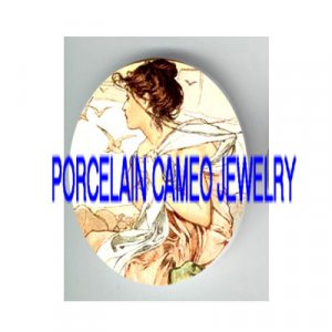 ALPHONSE MUCHA OCEAN LADY * UNSET PORCELAIN CAMEO CAB