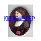VICTORIAN LADY WITH PINK FLOWER * UNSET PORCELAIN CAMEO CAB