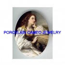 VICTORIAN LADY IN THOUGH* UNSET PORCELAIN CAMEO CAB
