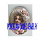 VICTORIAN PINK ROSE HAT SWEET LADY * UNSET PORCELAIN CAMEO CAB