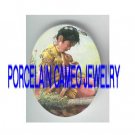 NATIVE AMERICAN INDIAN GIRL KISSING DEER  * UNSET PORCELAIN CAMEO CAB