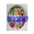 VICTORIAN GIRL PLAY WITH KITTY CAT ROSE * UNSET PORCELAIN CAMEO CAB
