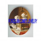 VICTORIAN KITTY CAT FAMILY PLAY BIRD CAGE* UNSET PORCELAIN CAMEO CAB