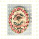 VICTORIAN PINK HAT LADY ROSE WREATH* UNSET PORCELAIN CAMEO CAB