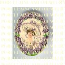 VICTORIAN PURPLE HAT LADY VIOLET* UNSET PORCELAIN CAMEO CAB