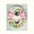 HIMALAYAN BUTTERFLY FAIRY CAT APPLE BLOSSOM * UNSET PORCELAIN CAMEO CAB