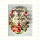 MAINE COON CAT WITH POPPY FLOWER* UNSET PORCELAIN CAMEO CAB