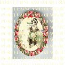 2 VICTORIAN KITTY CAT ROSE WEDDING* UNSET PORCELAIN CAMEO CAB