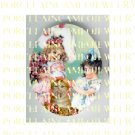 2 VICTORIAN GIRL DRESS UP KITTY CAT* UNSET PORCELAIN CAMEO CAB