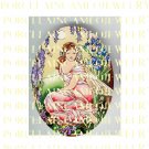ART NOUVEAU PINK BUTTERFLY FAIRY IRIS* UNSET PORCELAIN CAMEO CAB