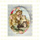 VICTORIAN MERMAID 2 KITTY CAT ROSE* UNSET PORCELAIN CAMEO CAB