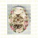 MAINE COON CAT WITH SPRING PINK ROSE* UNSET PORCELAIN CAMEO CAB