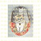 CROWN KITTY CAT WITH CRYSTAL AND ROSE   * UNSET PORCELAIN CAMEO CAB