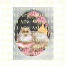 HIMALAYAN CAT PINK FORGET ME NOT   * UNSET PORCELAIN CAMEO CAB