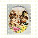 2 VICTORIAN DRESS UP KITTY CAT COUPLE FLOWER * UNSET PORCELAIN CAMEO CAB