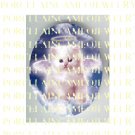 WHITE PERSIAN ANGEL KITTY CAT WITH HALO* UNSET PORCELAIN CAMEO CAB