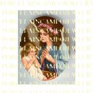 GUARDIAN ANGEL CHILD GIRL PRAYING * UNSET PORCELAIN CAMEO CAB