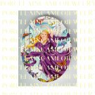 PURPLE ANGEL WITH BUTTERFLY * UNSET PORCELAIN CAMEO CAB