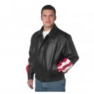 Diamond Plate™ USA/Eagle Solid Genuine Leather Bomber Jacket